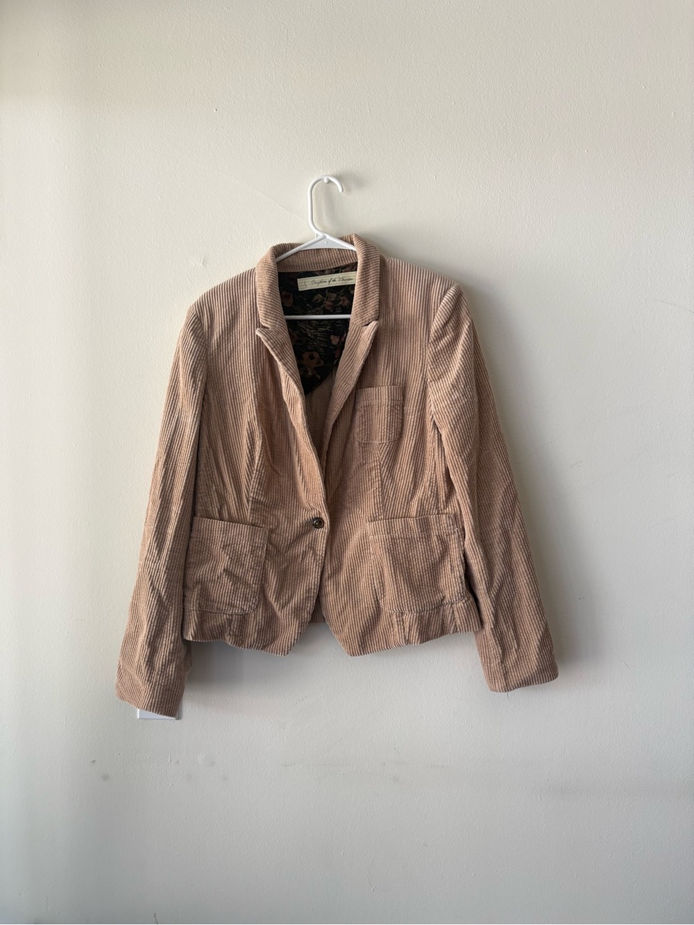 Beige Corduroy Women's Blazer Jacket